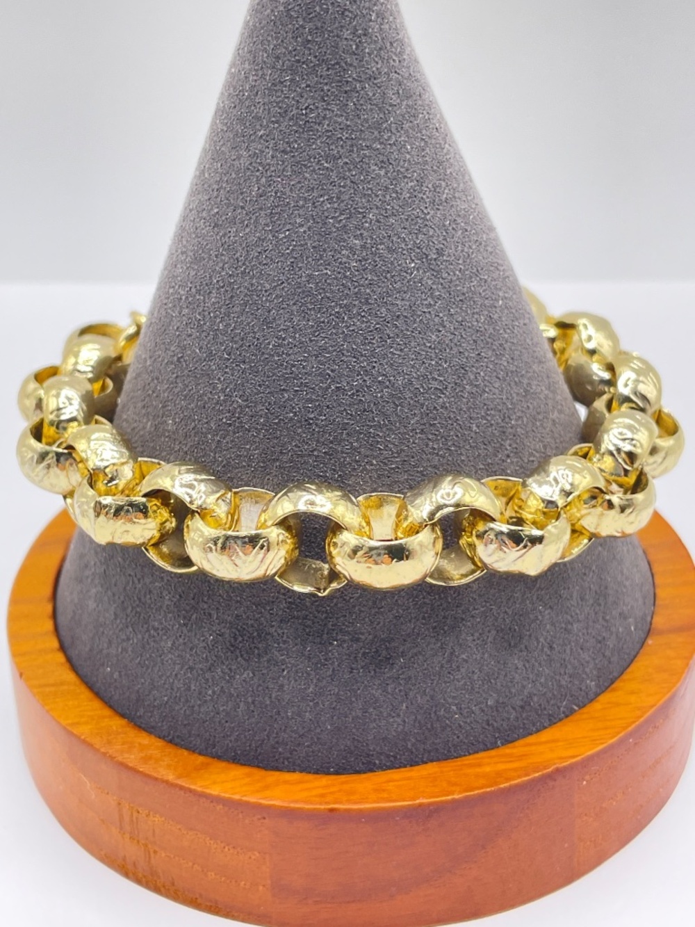 Vintage 1AR M Italy UnoAerre Gold Plated Rolo Link Bracelet 8" Unisex